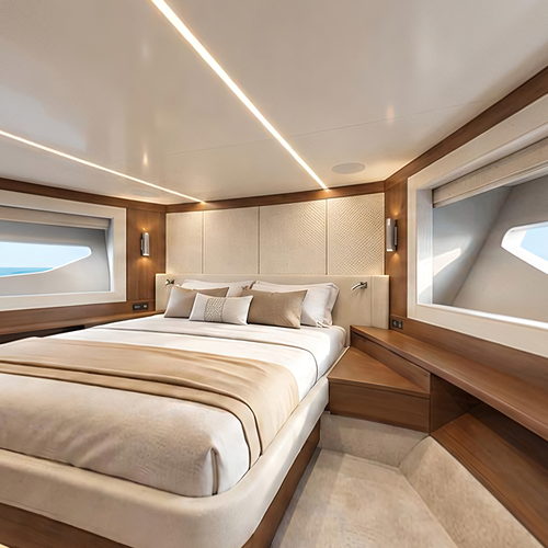 Preview of an interactive 360 virtual tour of a yacht VIP cabin